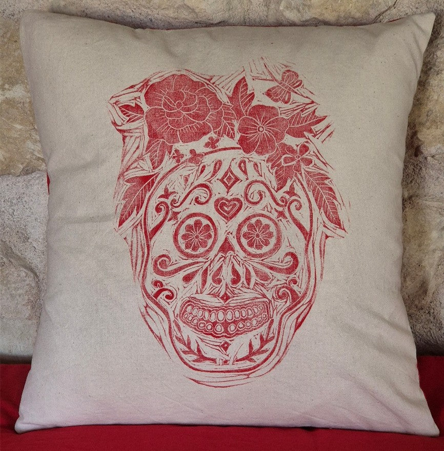 housse de coussin tête de mort