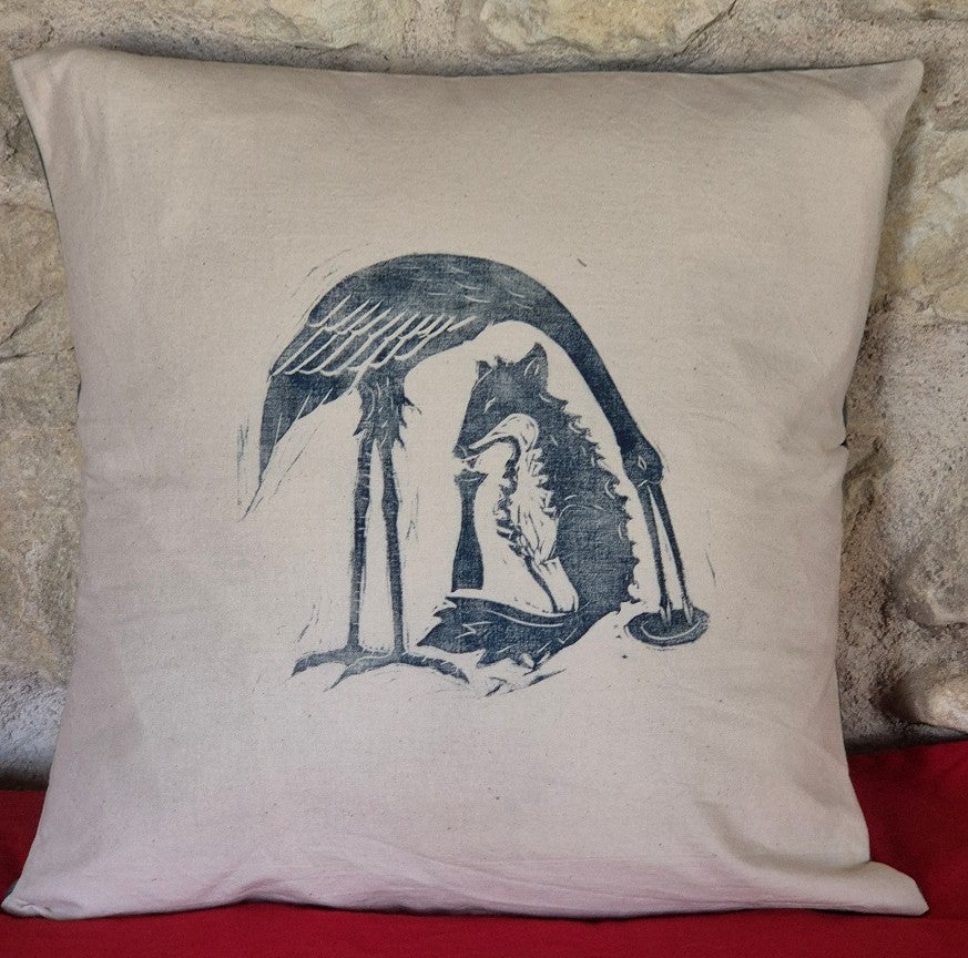 housse de coussin le renard et la cigogne
