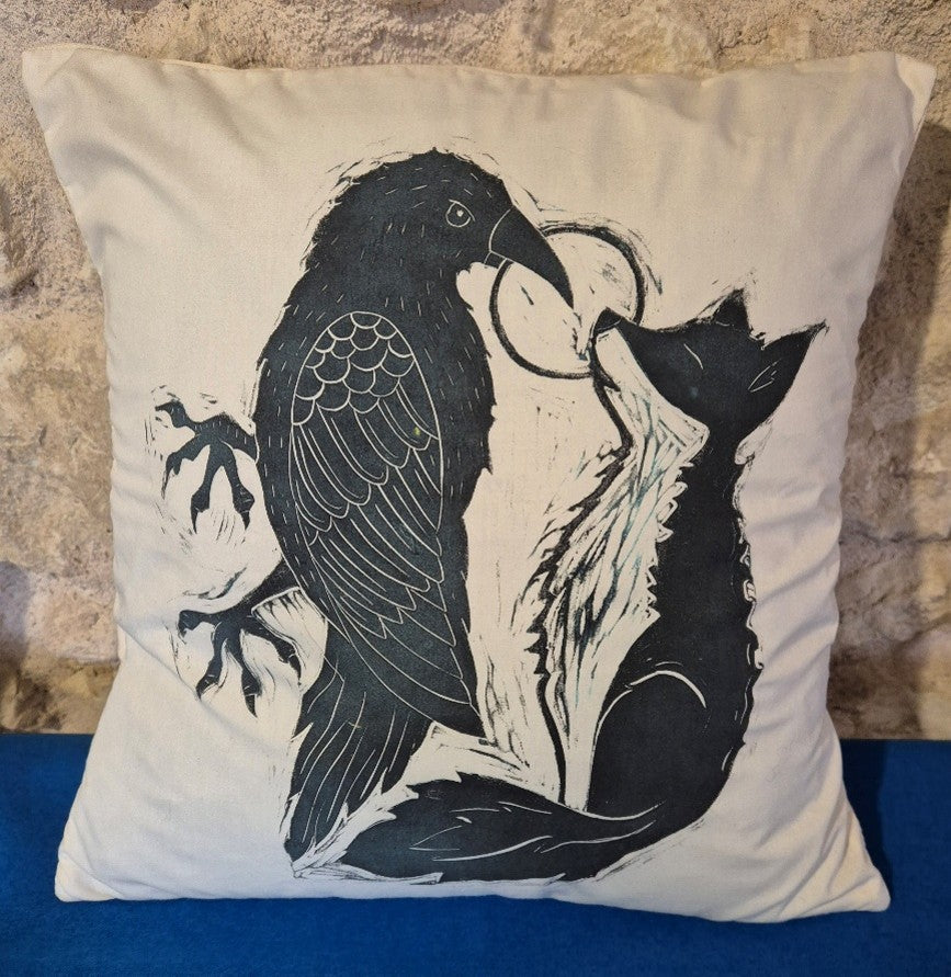 housse de coussin le corbeau et le renard