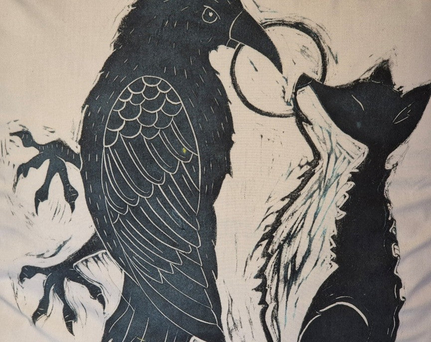 housse de coussin le corbeau et le renard